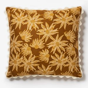 Flannel Flower Mustard Cushion