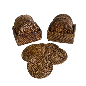 Rattan Coaster set 10 w holder